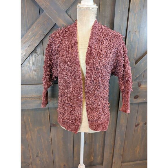 Arizona Jean Co Womens Small Open Front Cardigan Pink Chunky Knit Long Sleeve - Picture 1 of 8